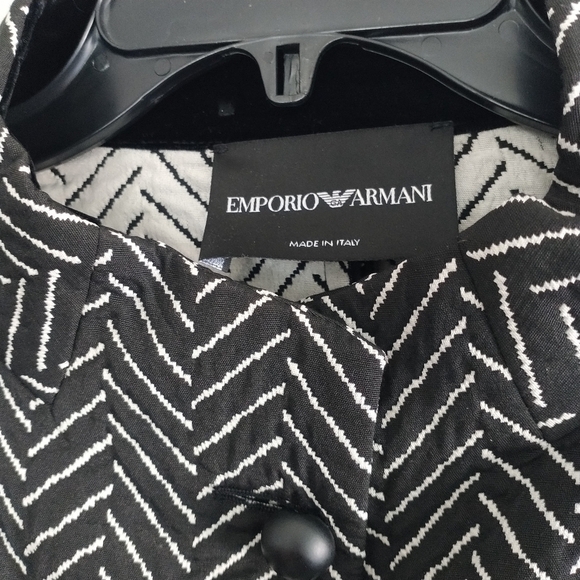 Emporio Armani Black Chevron Blazer Jacket EU 40 - Picture 6 of 15